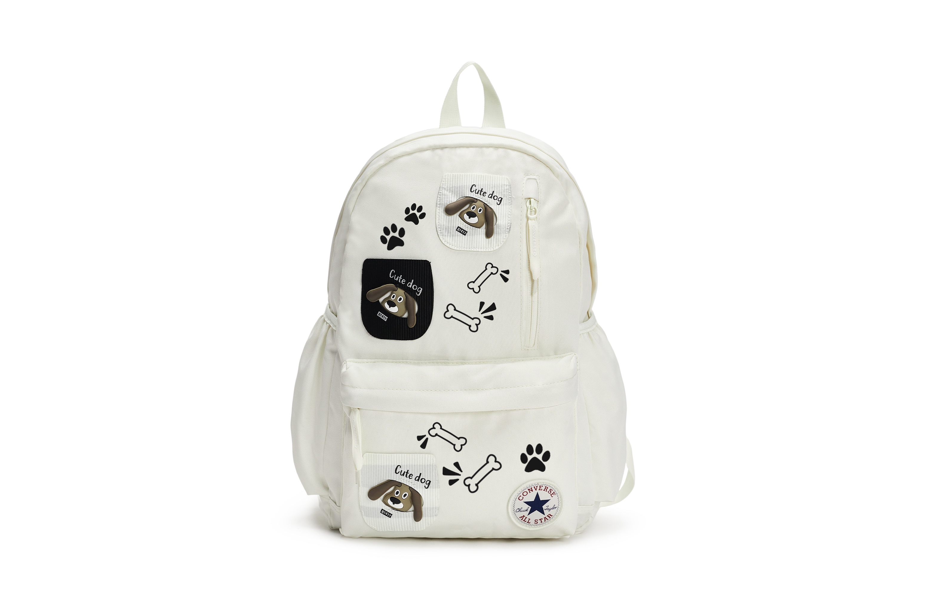 

Converse Стильный рюкзак унисекс белый с граффити и аппликацией, White Patch Pockets
