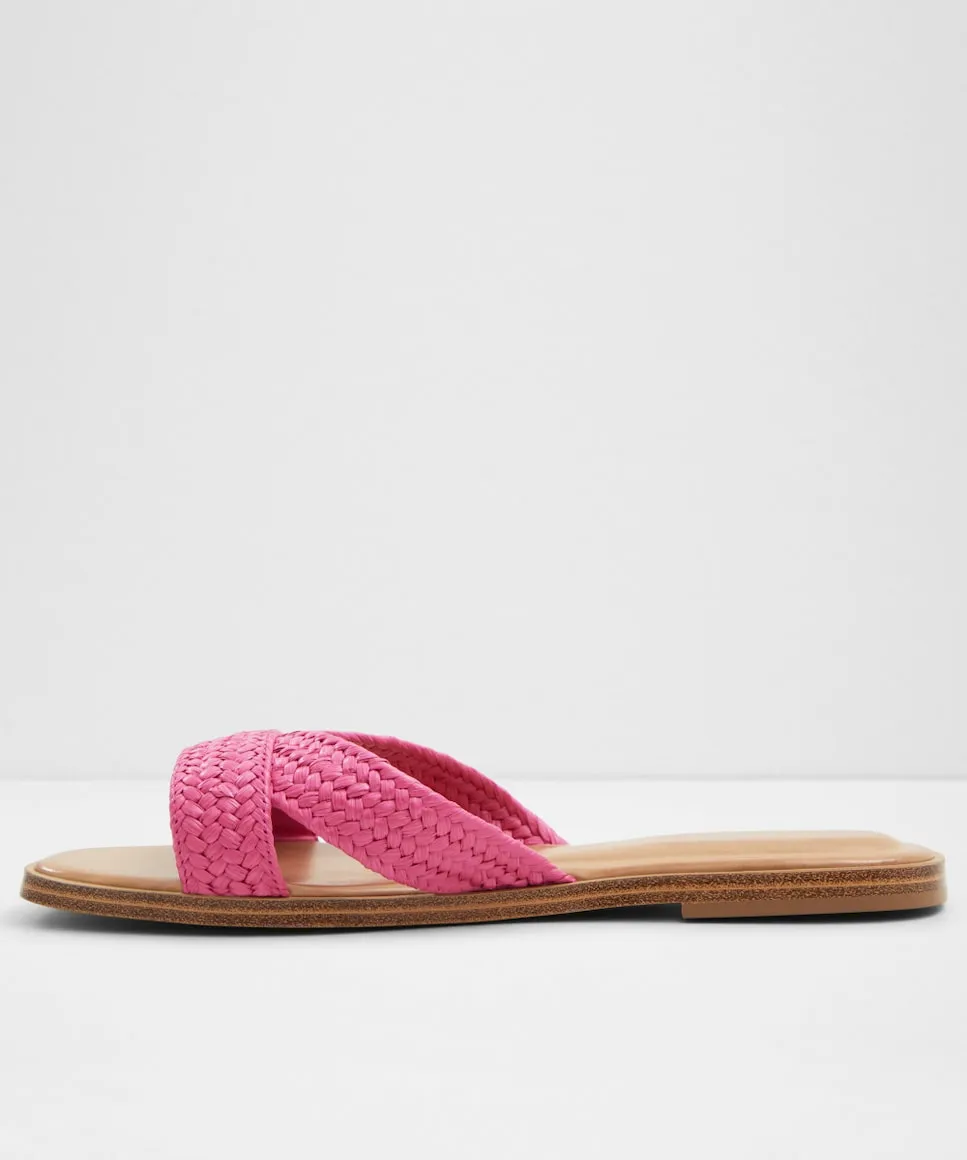 Женские сандалии из текстиля на плоской подошве с круглым носком Aldo, розовый — фото 3