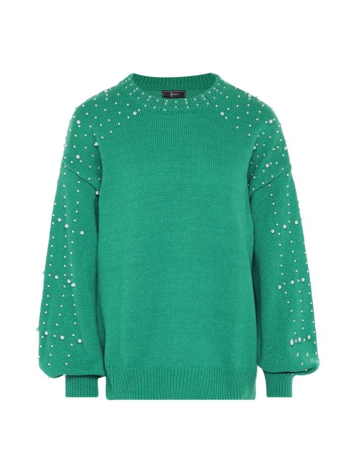 

Женский свитер с жемчугом в ЗЕЛЕНОМ цвете faina