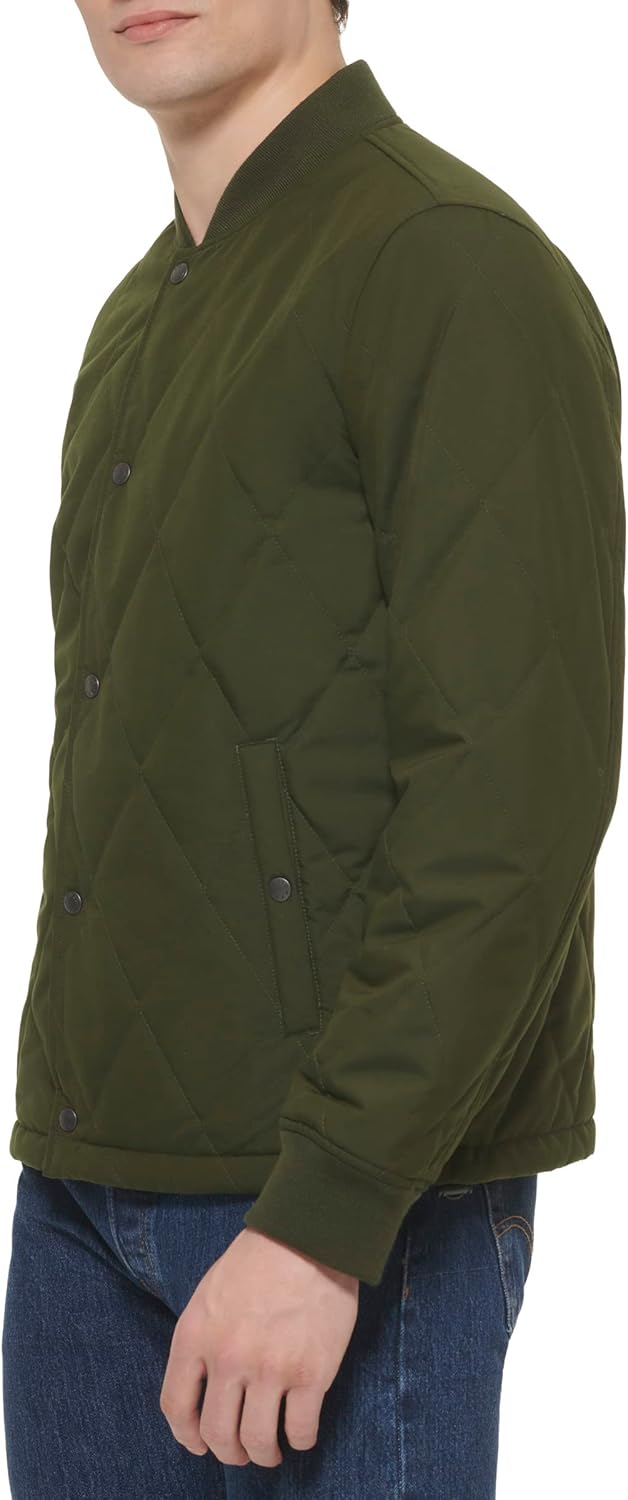 Мужская стеганая куртка-бомбер Levi's с открытым низом, New Olive — фото 2