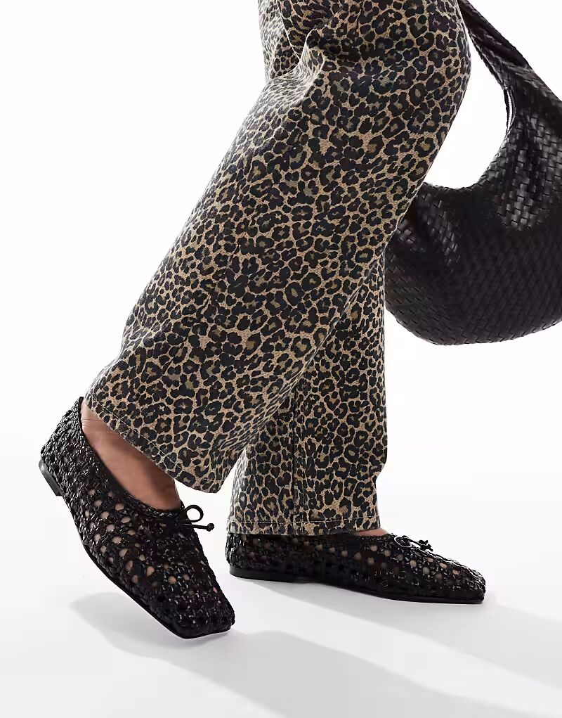 Балетки Lysandra из кожи с высокой союзкой ASOS DESIGN черного цвета — фото 3