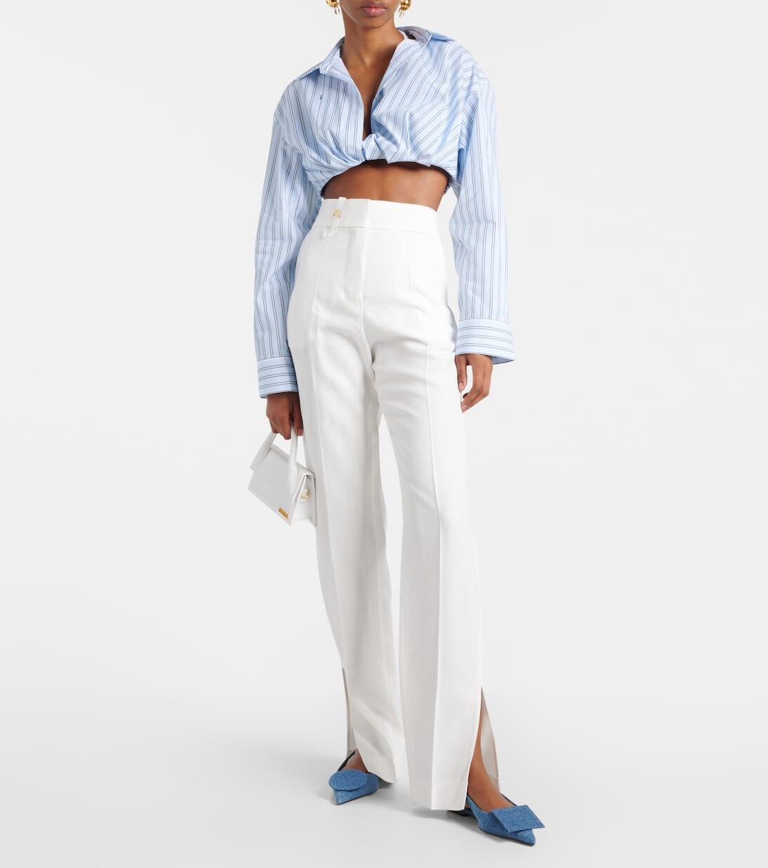 Хлопковый топ в полоску la chemise bahia courte Jacquemus, синий — фото 2