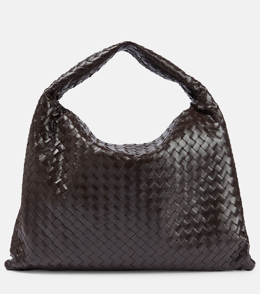 

Большая кожаная сумка-тоут hop Bottega Veneta, коричневый