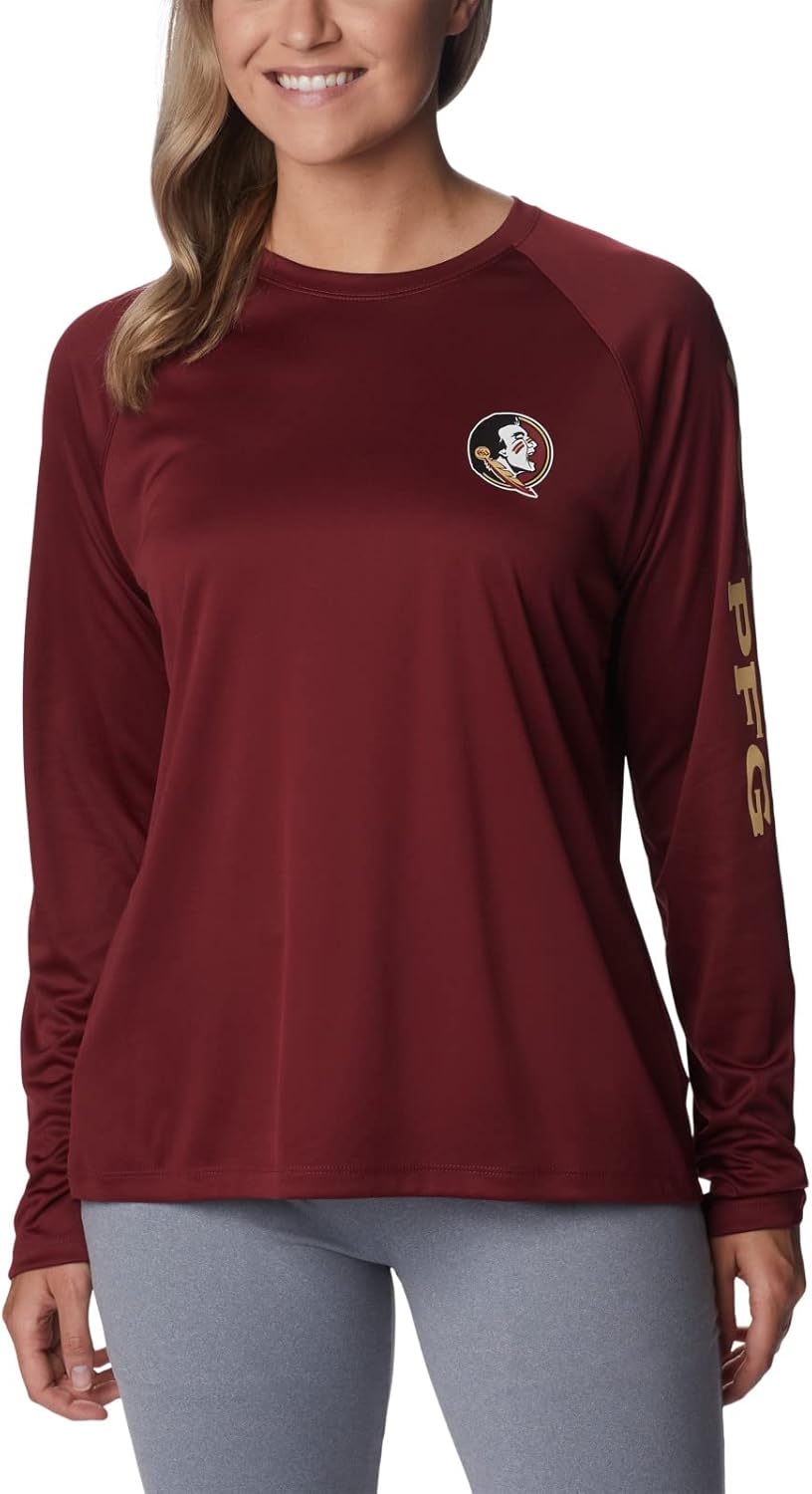 

Columbia NCAA женская университетская футболка с длинным рукавом Tidal, Fsu - Cabernet, Sierra Tan