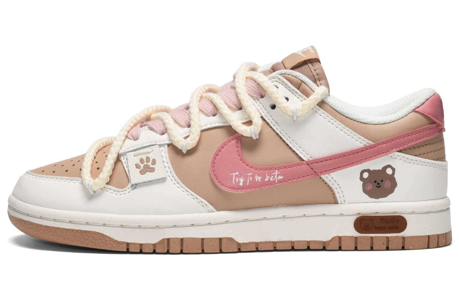 

Кроссовки Nike Dunk Skateboard Shoes Women's Low-Top Pink Brown