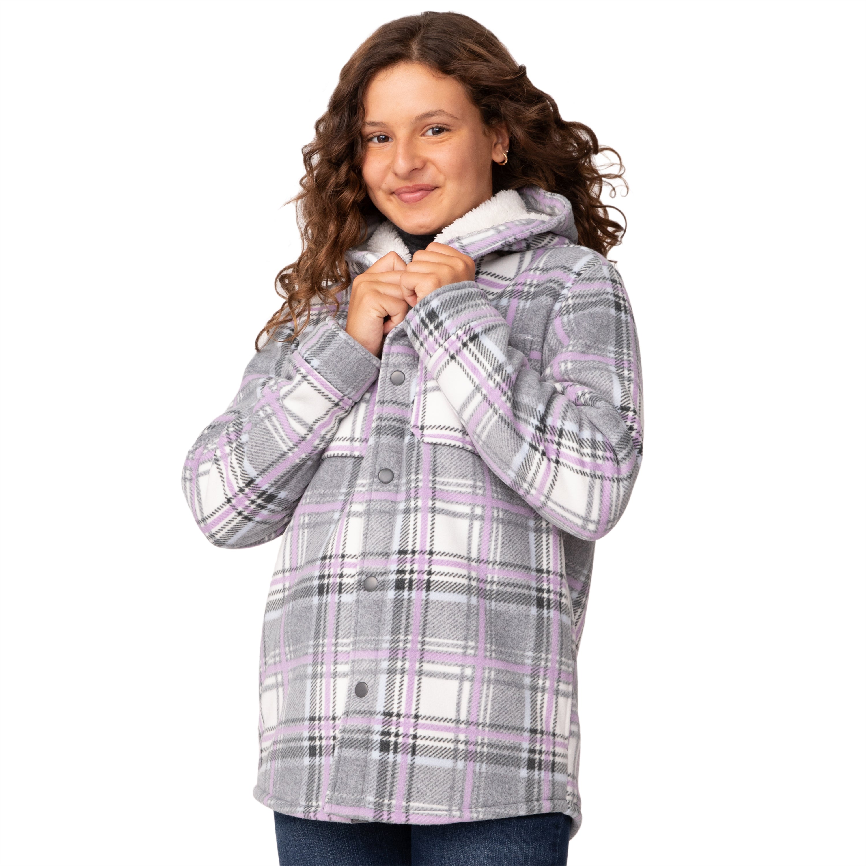 

Куртка флисовая для девочек Free Country Chill Out, цвет grey plaid