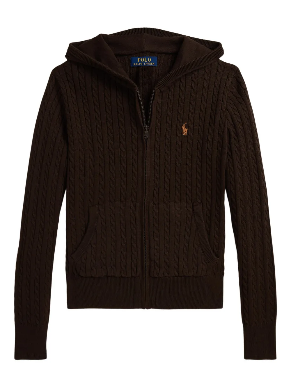 

Кардиган фактурной вязки с капюшоном POLO RALPH LAUREN KIDS, коричневый