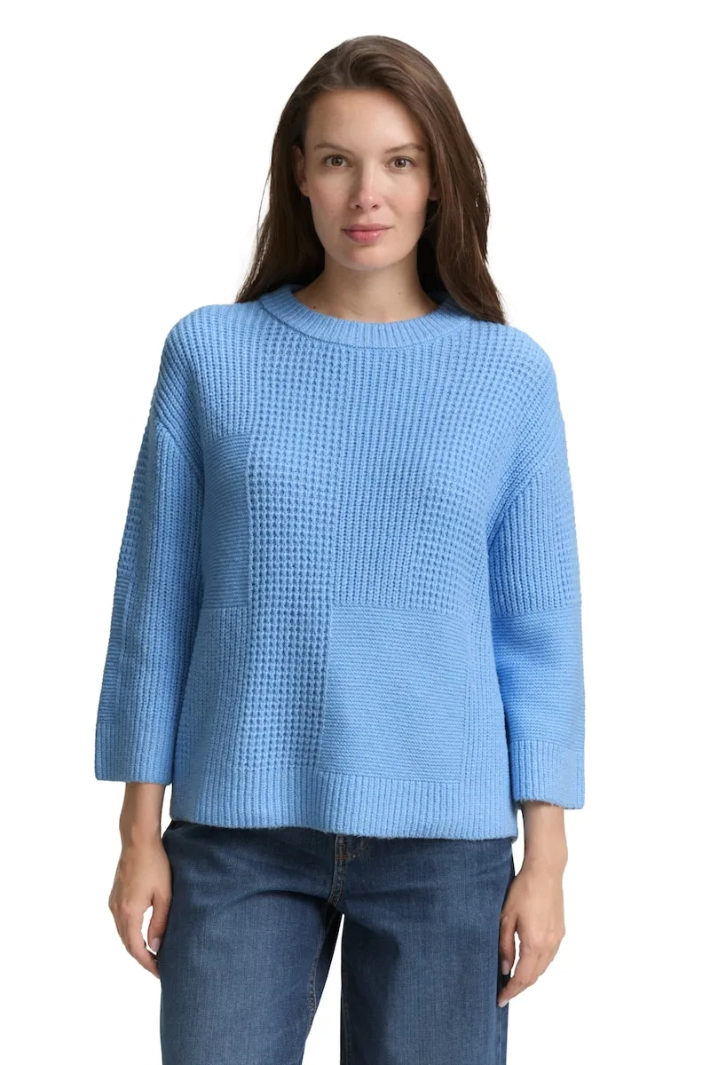 

Женский джемпер с длинным рукавом из структурной трикотажной смеси Tom Tailor, светло-голубой