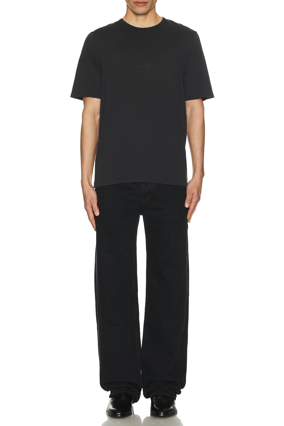 

Прямые мешковатые джинсы Mid Straight Saint Laurent, Plain Carbon Black