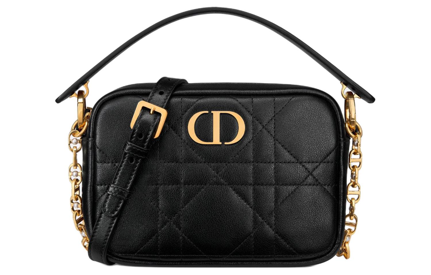 

DIOR Кожаная камера-сумка Caro Cow портативная сумка через плечо маленький размер женская черная