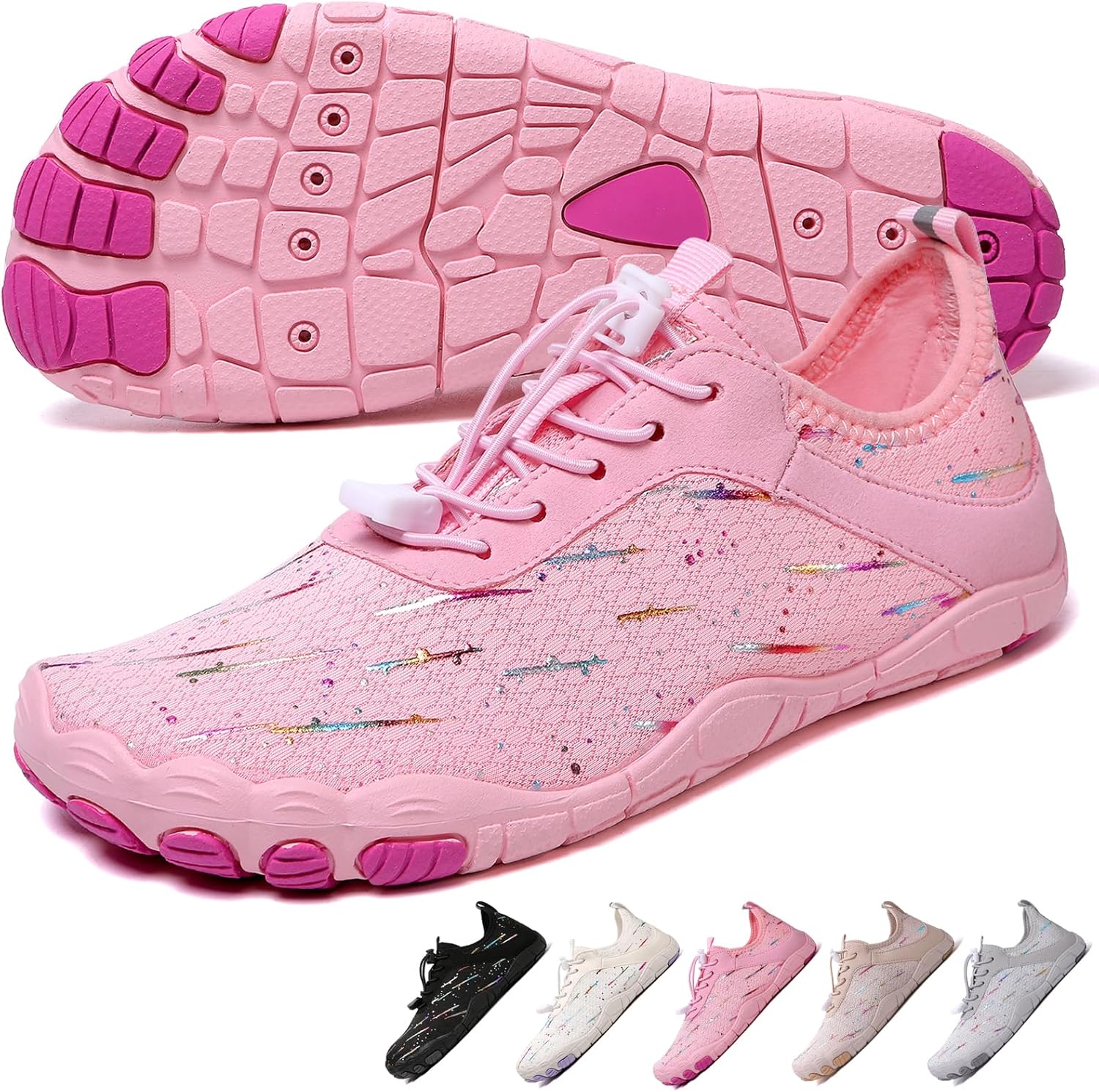 

Ботинки для походов для женщин и мужчин, унисекс водонепроницаемые босоножки, дышащие, противоскользящие походные туфли для занятий спортом, с широкой носочной частью, для походов, прогулок, бега, йоги и водных видов спорта Xianfengniao, розовый