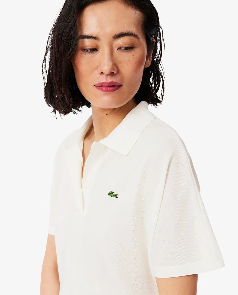 Рубашка-поло Lacoste, свободного кроя, белая — фото 3
