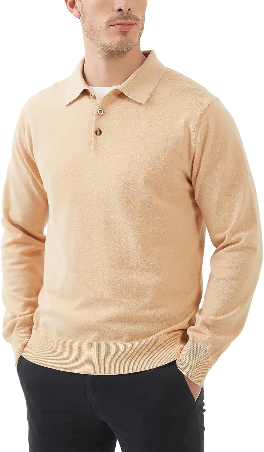 

Мужской хлопковый поло свитер с длинными рукавами Kallspin