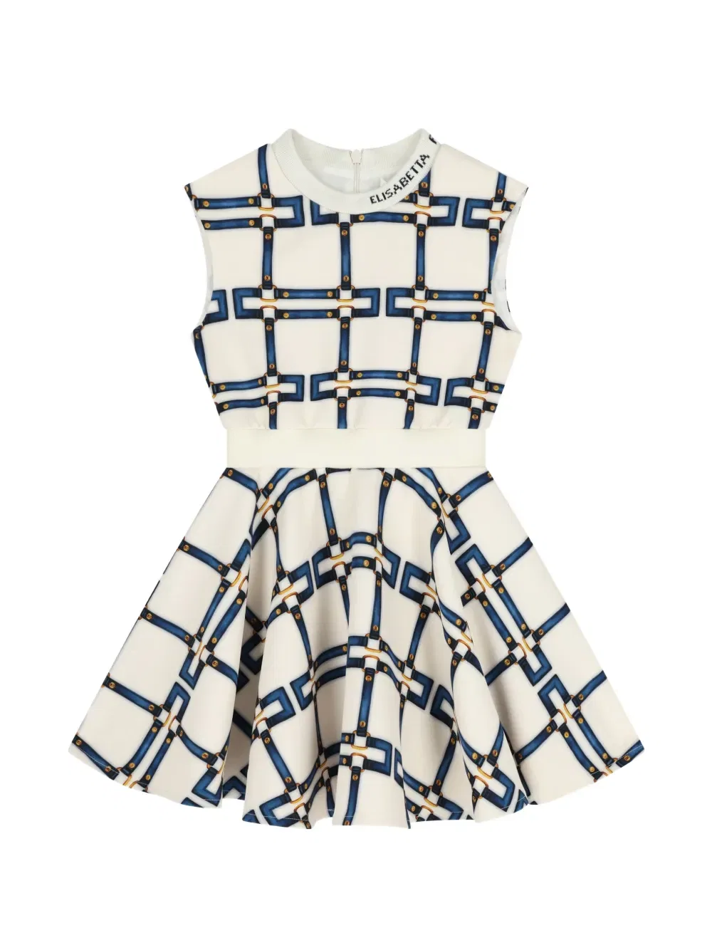 Платье без рукавов с узором Elisabetta Franchi Kids, белый