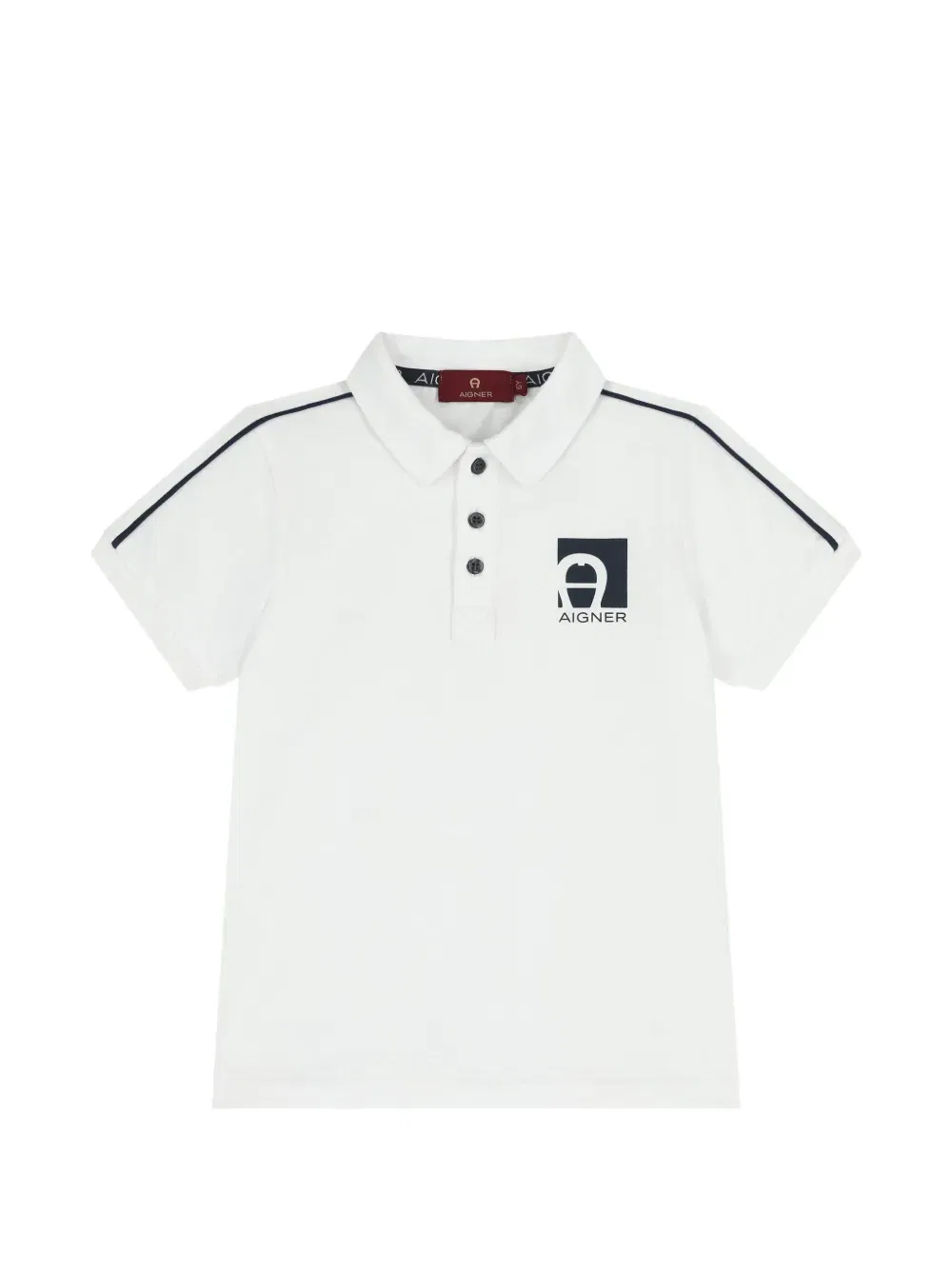 Поло с логотипом в полоску Aigner Kids, белый