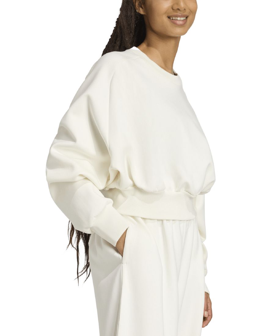 Женская мягкая толстовка Soft Lux с свободным круглым вырезом Adidas, Off White — фото 3