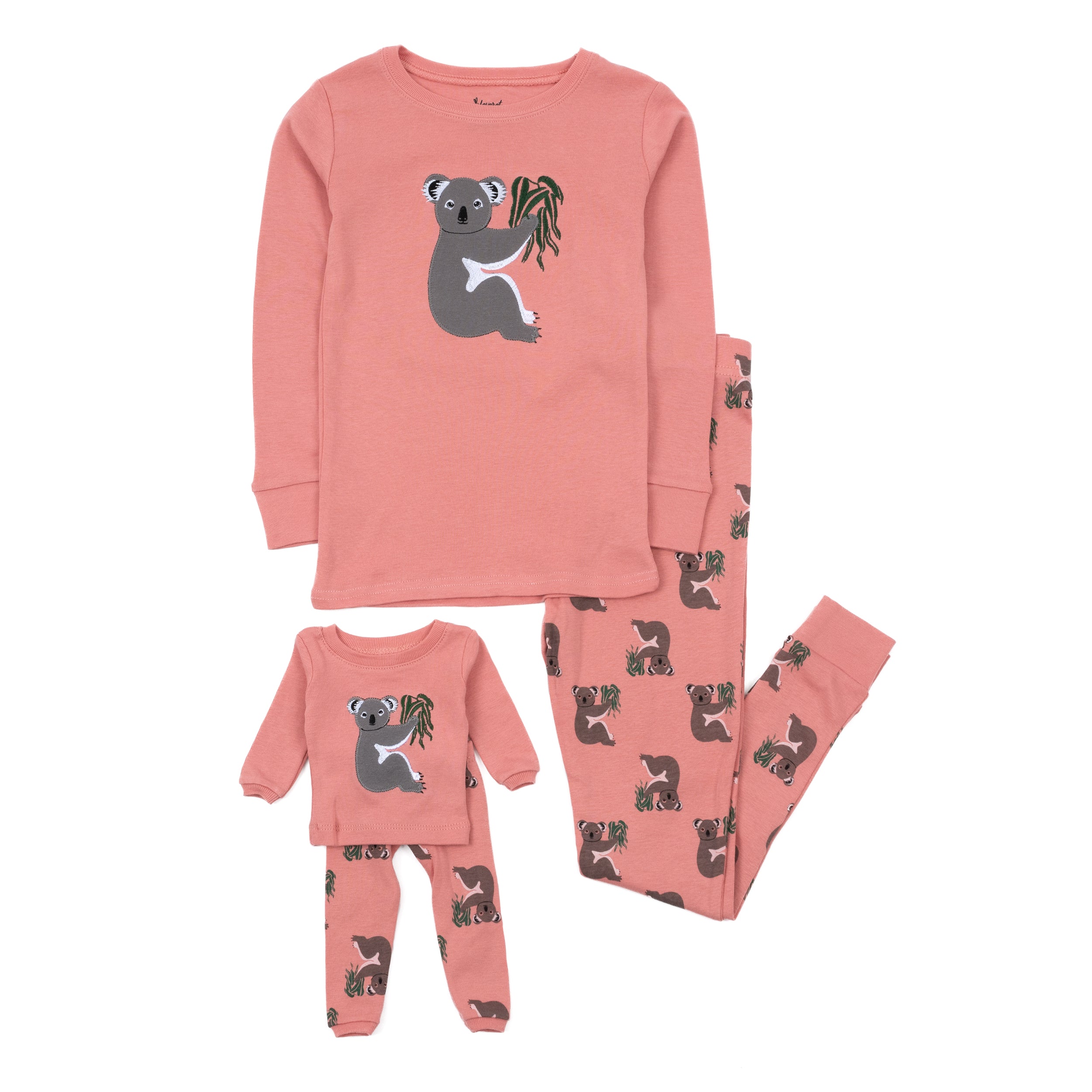 

Хлопковая пижама для девочек и подходящая кукла Koala Pink Leveret