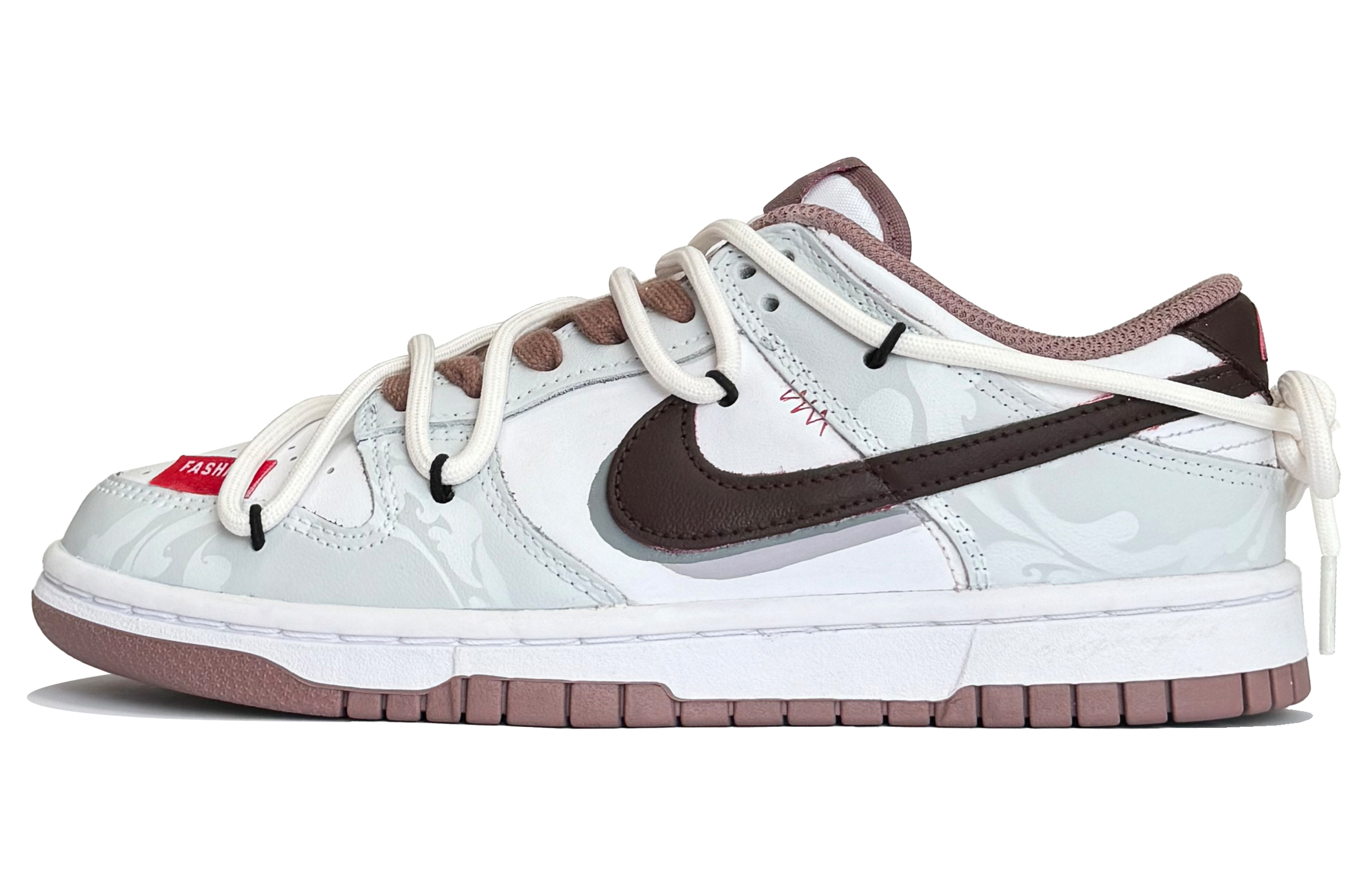 

Кроссовки Nike Dunk Skateboarding Shoes Women's Low-top Coffee/ash, светло-серый