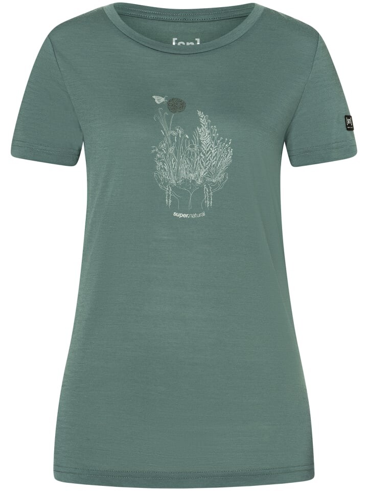 

Функциональная рубашка super.natural Merino T-Shirt FLOWERHANDS, зеленый