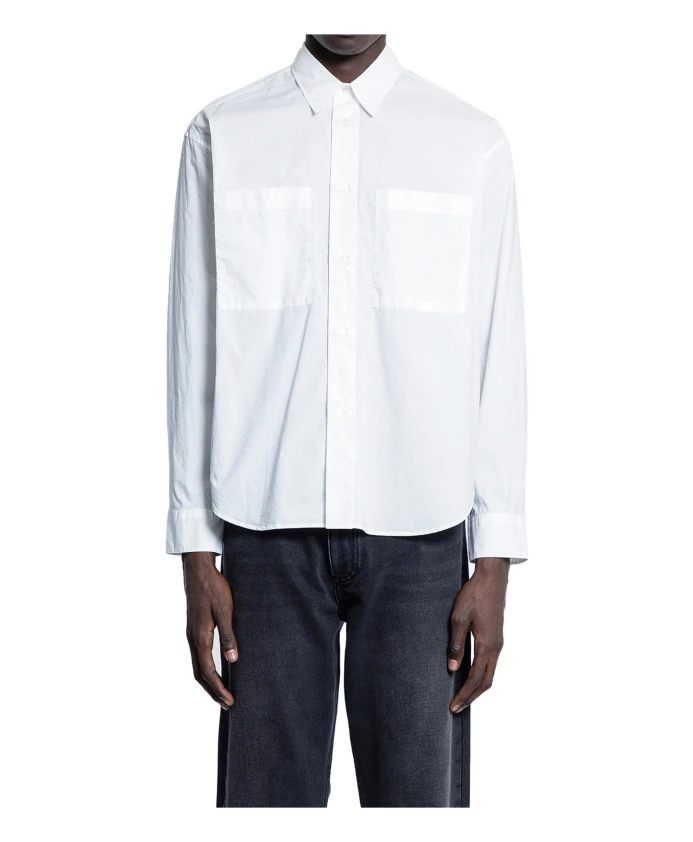 

Белая рубашка с короткими рукавами и застежкой-молнией Studio Nicholson, белый