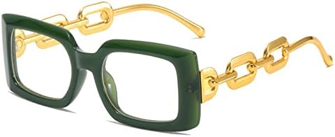 

Прямоугольные солнцезащитные очки-гелевые очка для женщин в стиле ретро с цепочкой на дужках, солнцезащитные очки UV400 для мужчин с прозрачными линзами Ocean MTZJH, Green Clear