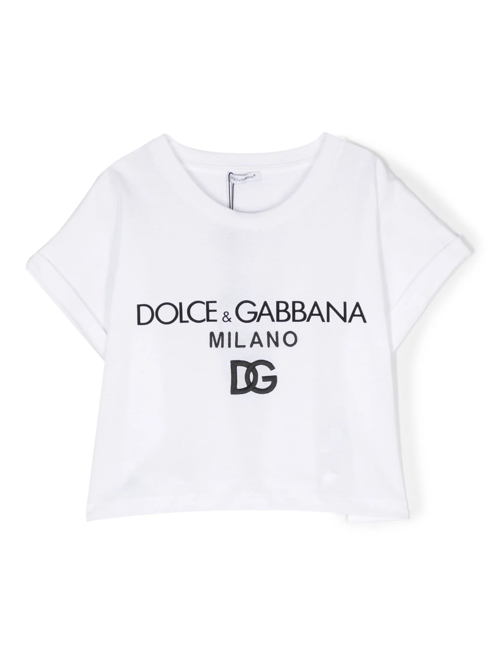 

Укороченная футболка с логотипом Dolce & Gabbana Kids, белый
