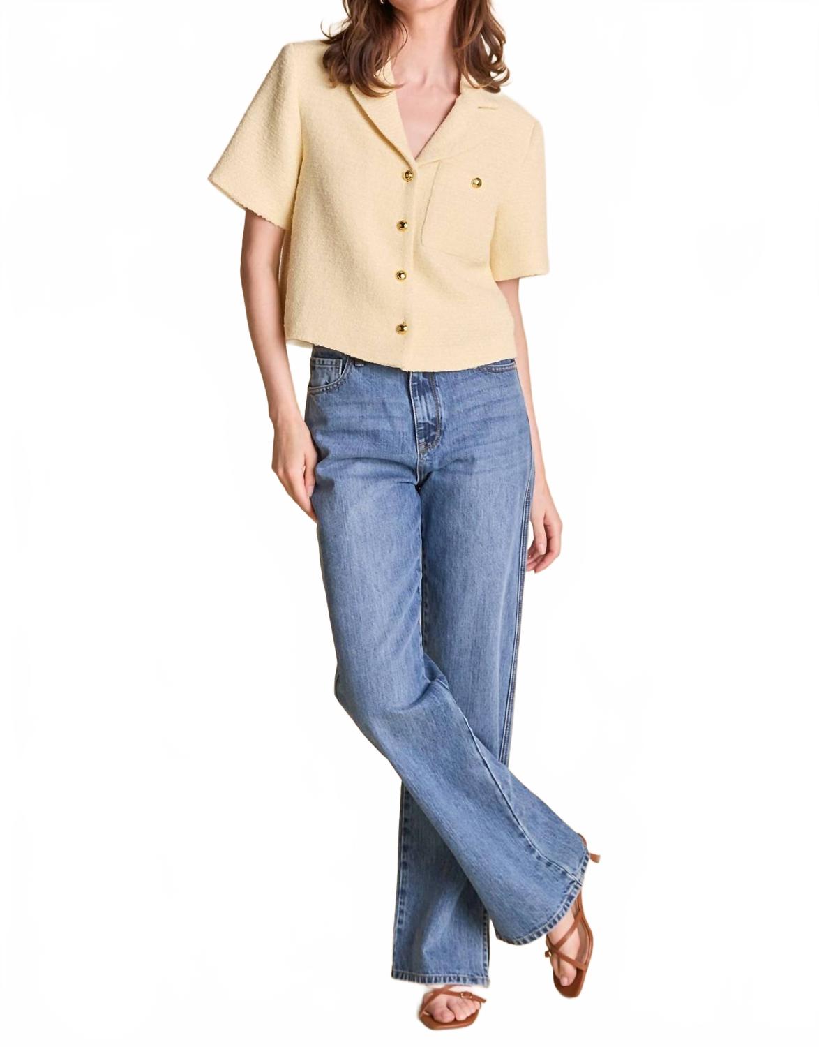 

Рубашка из твида с короткими рукавами цвета «масло-желтый» English Factory, Butter Yellow