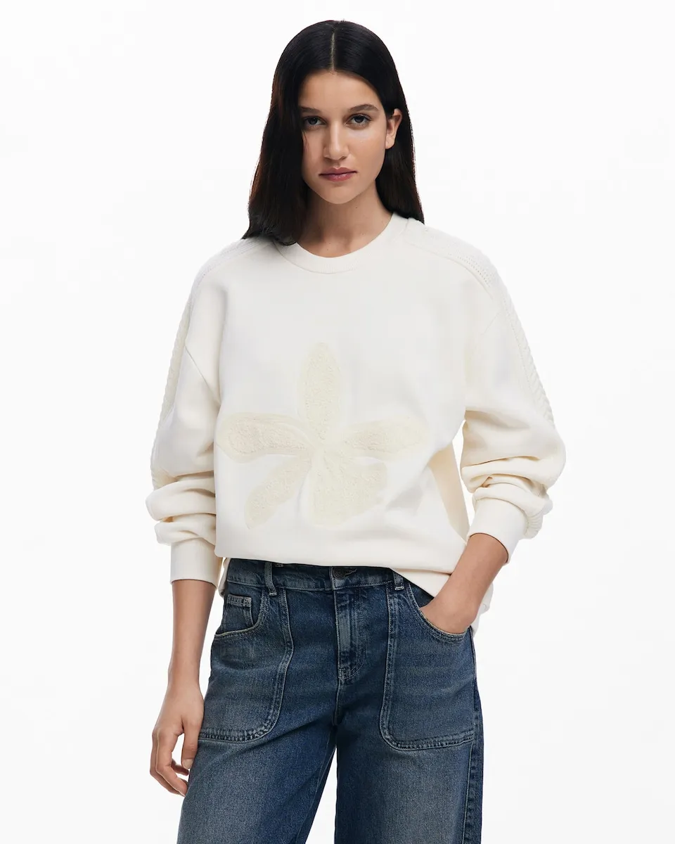 

Женская толстовка с круглым вырезом и цветочным принтом Desigual, белый