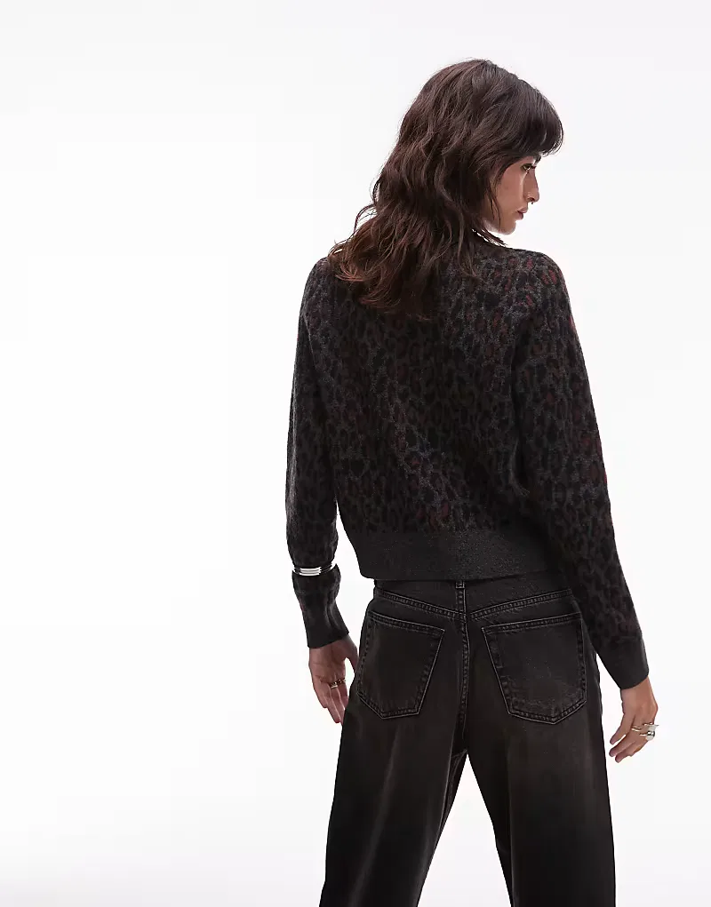 Вязаный кардиган Levis Tara с леопардовым принтом Levi's, коричневый — фото 2