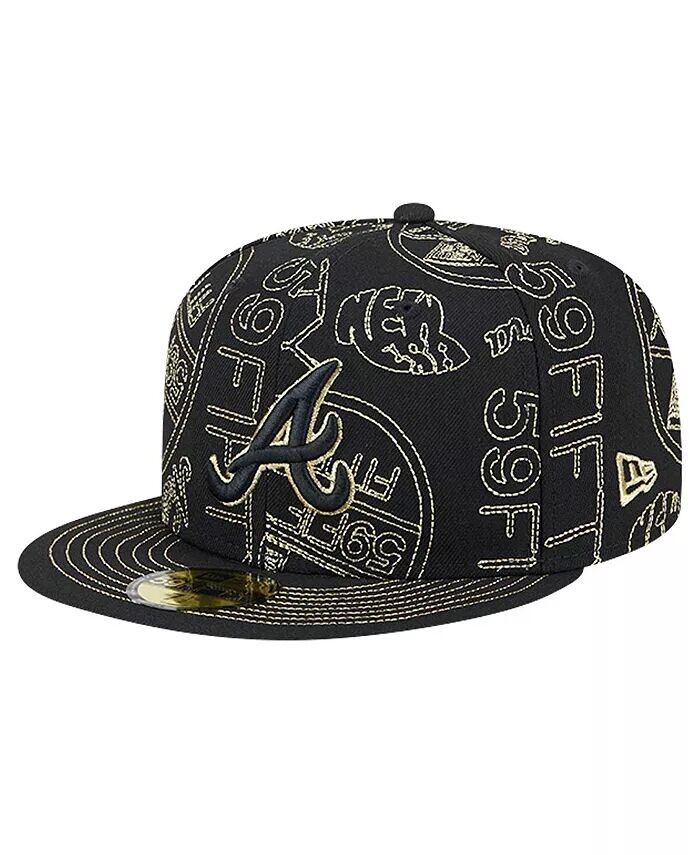 

Мужская черная приталенная шляпа Atlanta Braves 59FIFTY Day Allover New Era, черный