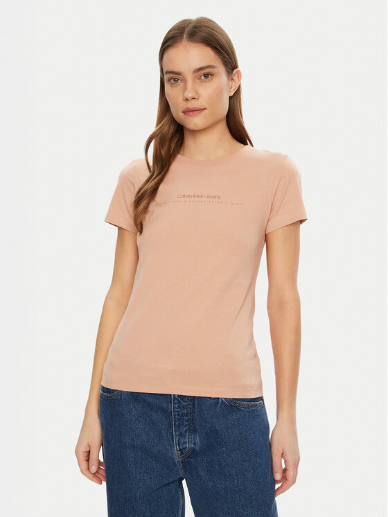 

Облегающая футболка Institutional Graphic J20J224990 Calvin Klein Jeans, бежевый