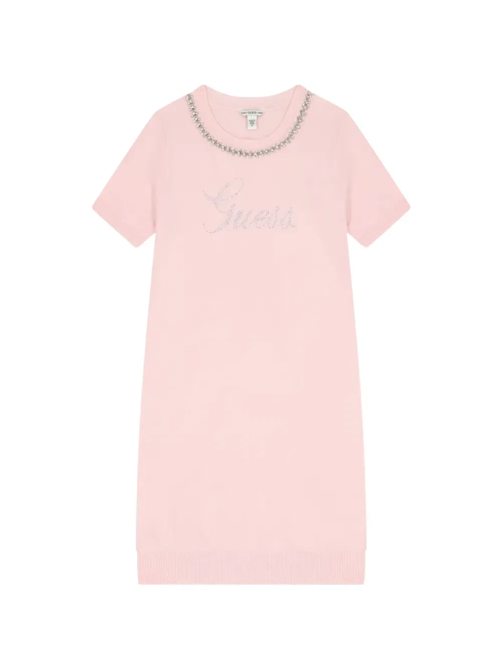 Платье с круглым вырезом, украшенное кристаллами Guess Kids, розовый
