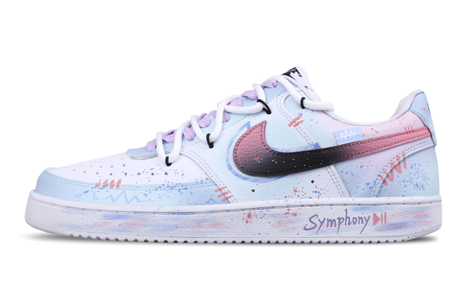 

Кроссовки Nike Court Vision 1 Skateboarding Shoes Men Low-top University Blue/White/Black, синий