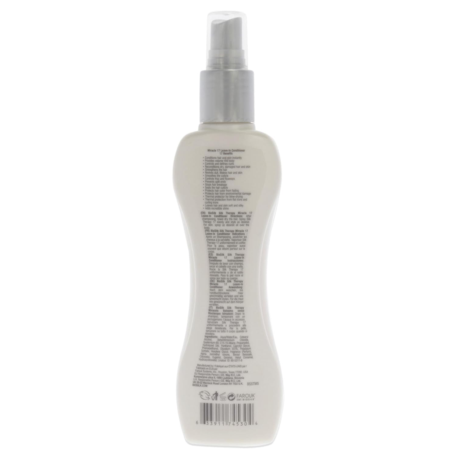 Кондиционер для волос Silk Therapy 17 Miracle Leave-in Conditioner от Biosilk, подходит для мужчин и женщин - 160 мл, прозрачный — фото 2