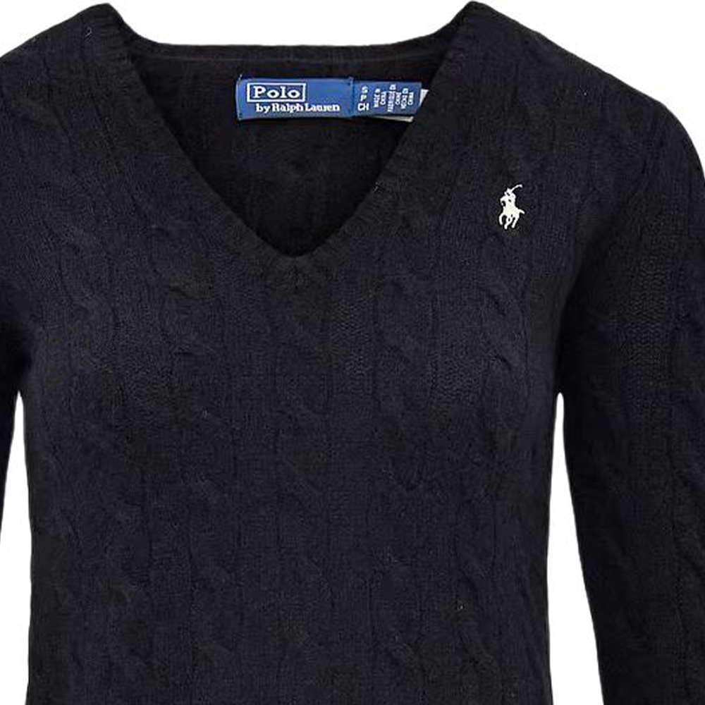 Джемпер Kimberly с V-образным вырезом Polo Ralph Lauren, черный — фото 3