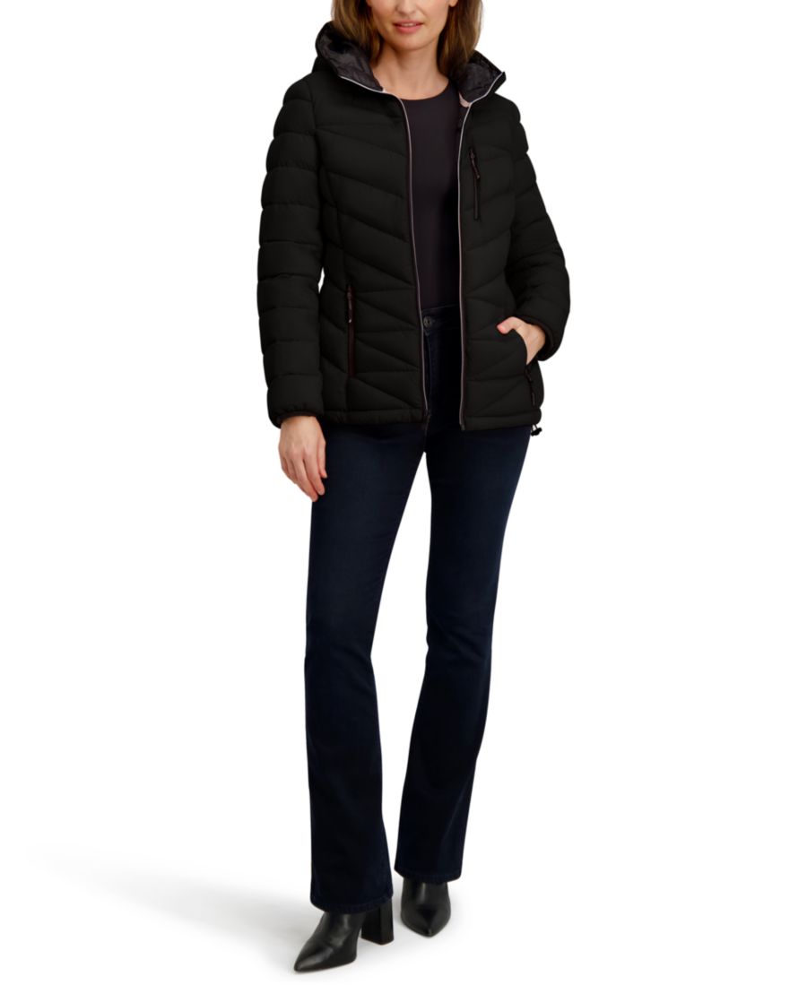 

Женская пуховая куртка с капюшоном и застежкой-молнией спереди Nautica, Black