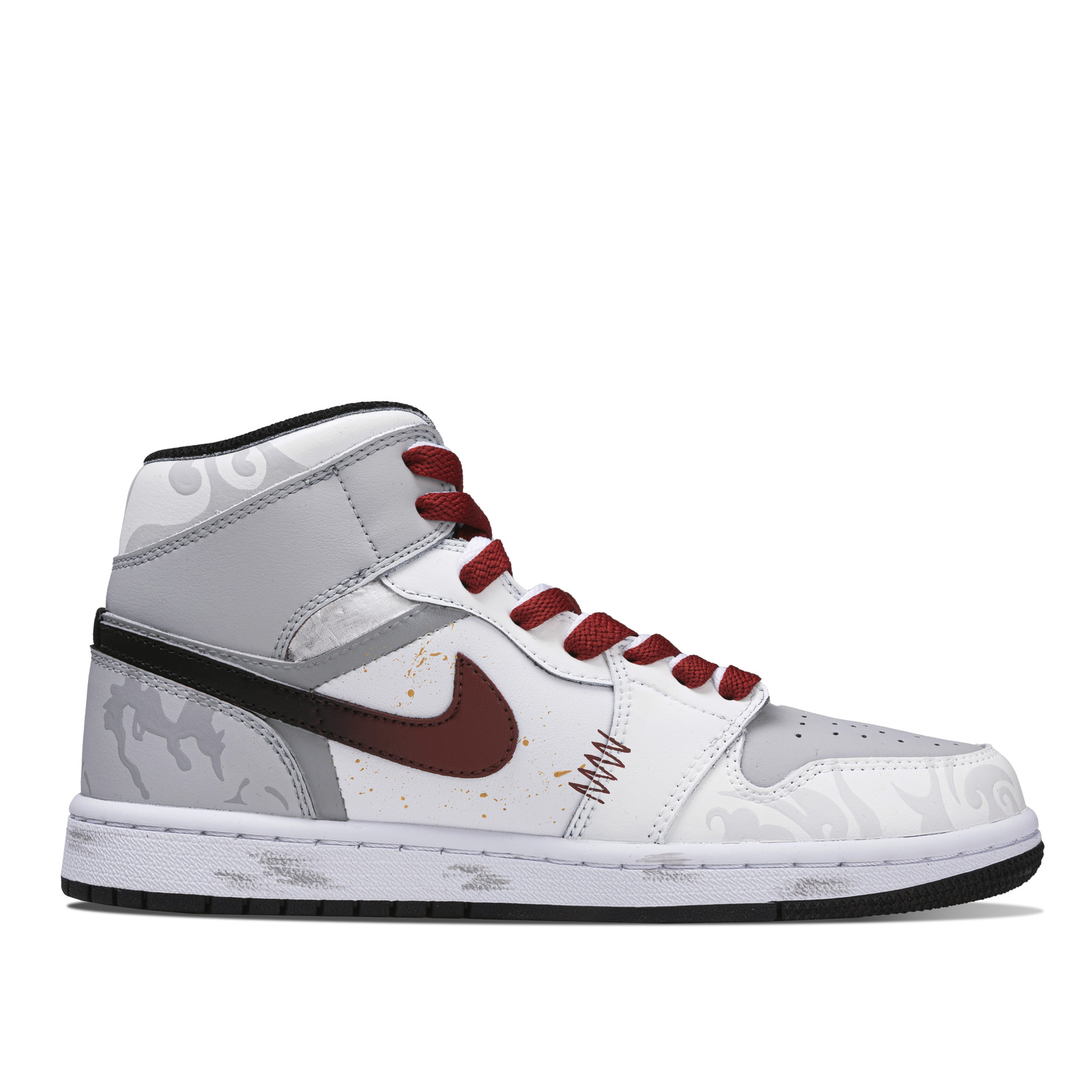 Jordan Air 1 Silver Gray New Year Cushioning, износостойкие высокие винтажные баскетбольные кроссовки Unisex — фото 3