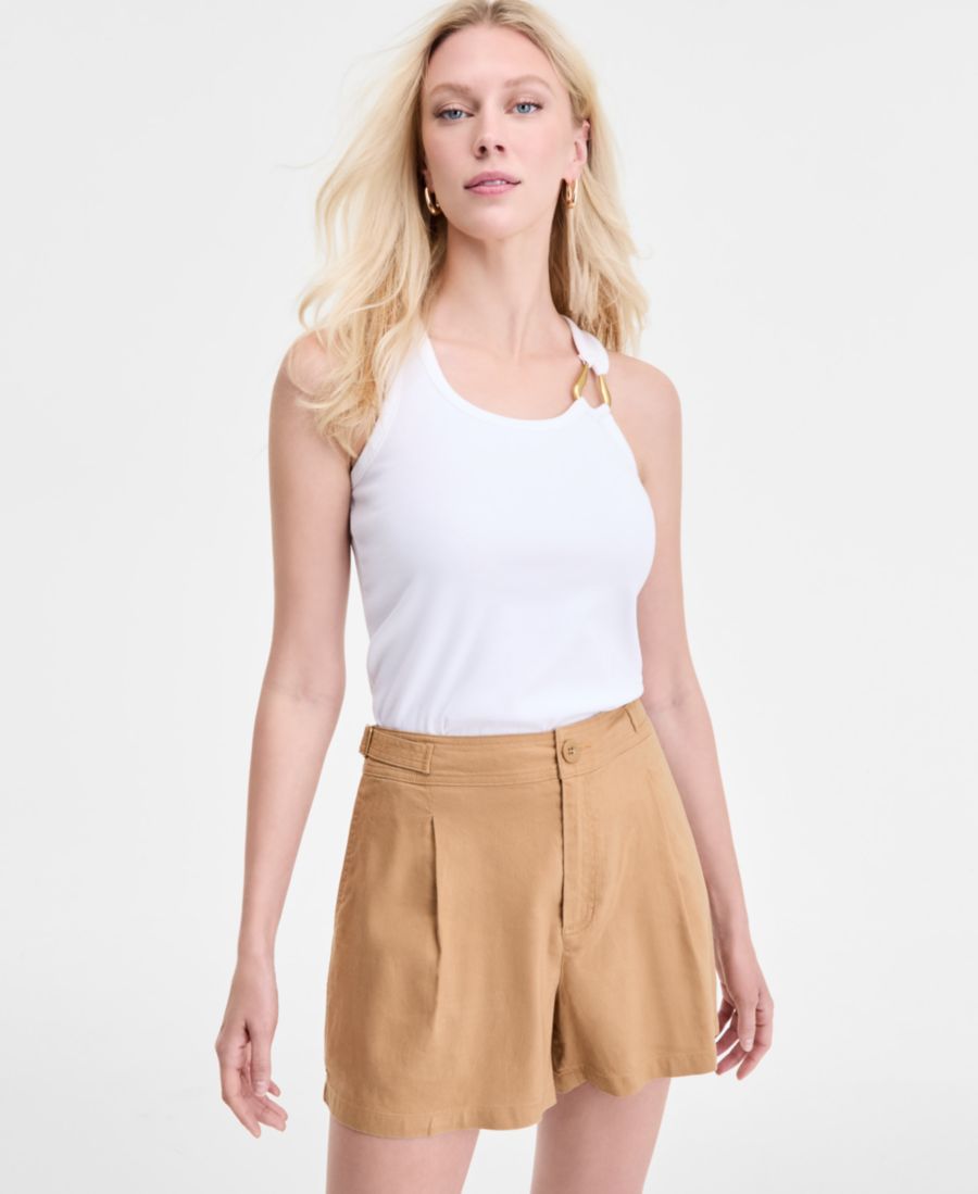 

Женская ребристая майка с металлической отделкой INC International Concepts, Bright White