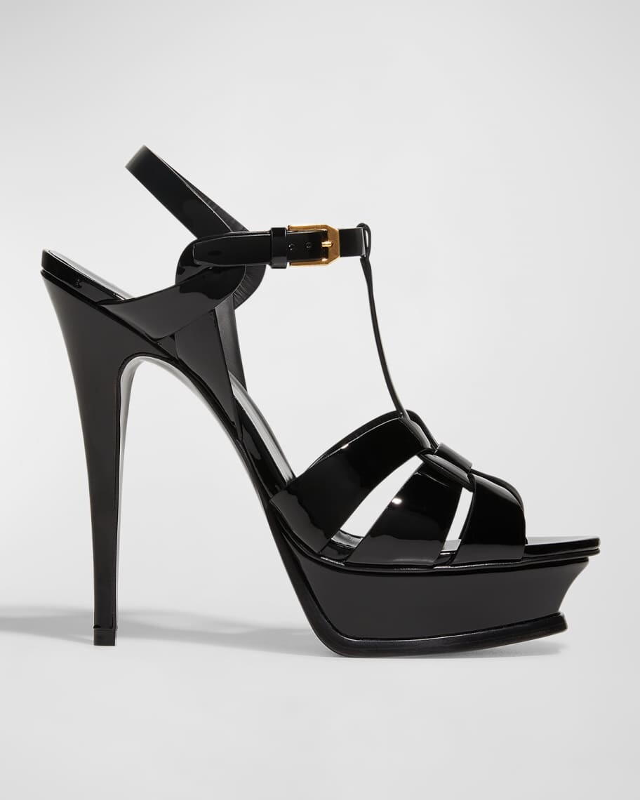 Лакированные сандалии Tribute на платформе Saint Laurent