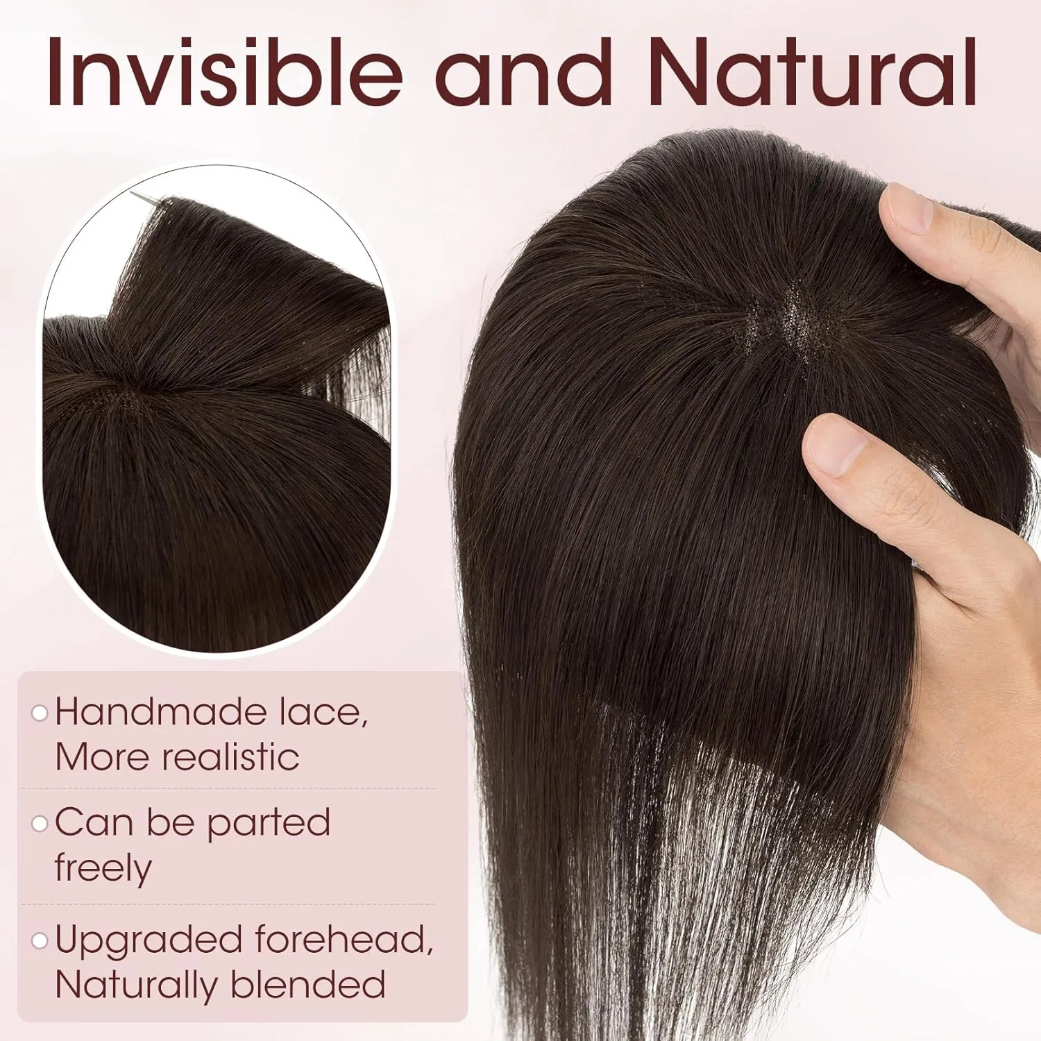 Женский топпер для волос «Airy Bangs» с челкой из натуральных волос от MY-LADY My-Lady, 35 G Dark Brown — фото 4