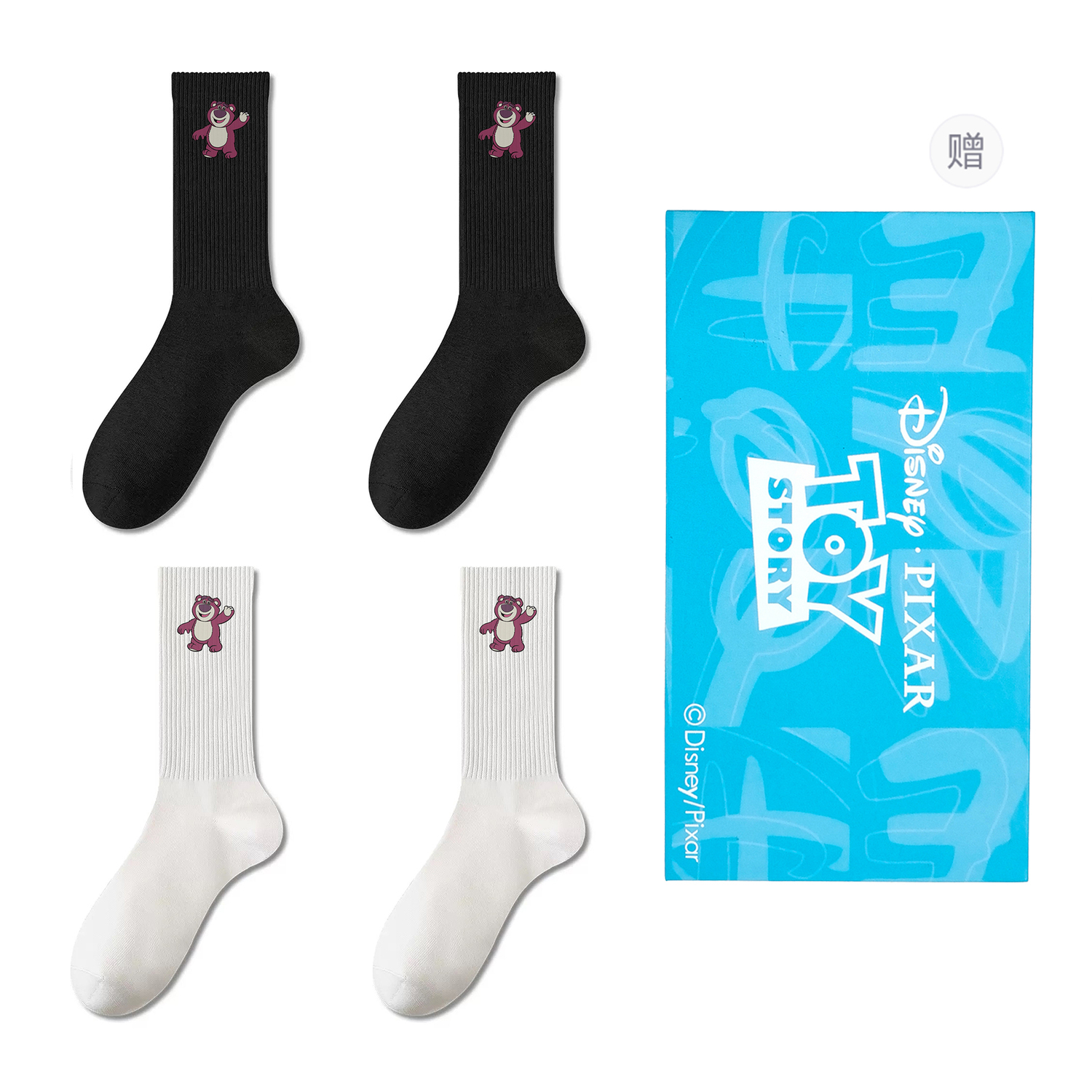 

Коллекция Strawberry Bear унисекс носки Crew 4 пары в подарочной сумке Disney, черно-белый