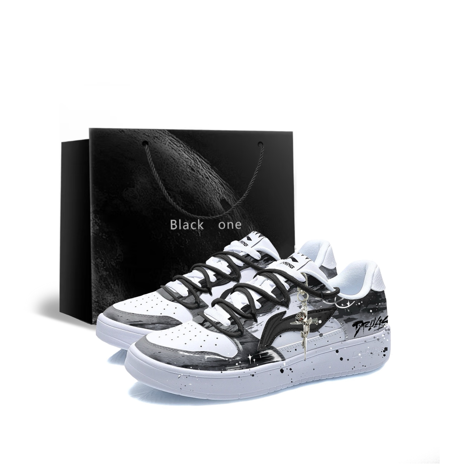 

Мужские низкие скейтборд-ботинки LiNing для понтонных лодок с противоскользящей, амортизирующей и износостойкой подошвой., черный feather color (shopping bag)