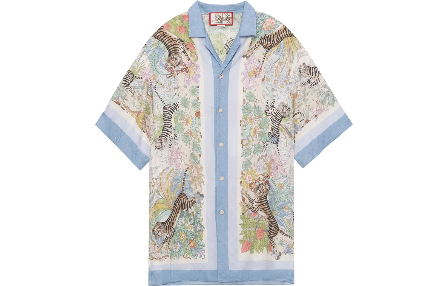 Рубашка мужская GUCCI SS22 Ivory Blue, летняя, цвет Ivory Blue