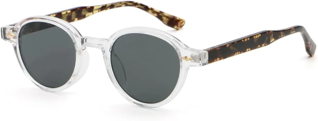 

Ретро-солнцезащитные очки для мужчин и женщин с защитой от УФ-излучения UV400, круглые солнцезащитные очки в оправе из ацетата CP LIGOES, Clear Pattern Grey