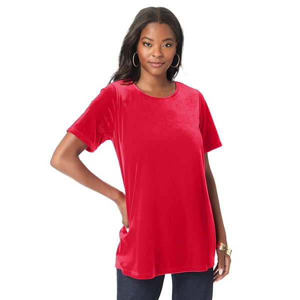 

Женская футболка-свинг из велюра plus size Roaman'S, Vivid Red