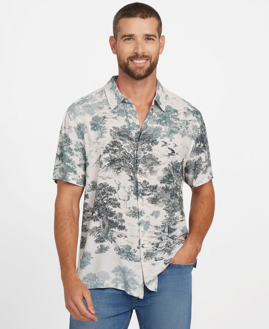

Мужская рубашка с коротким рукавом Forest Toile GUESS, Forest toile print jungle greens