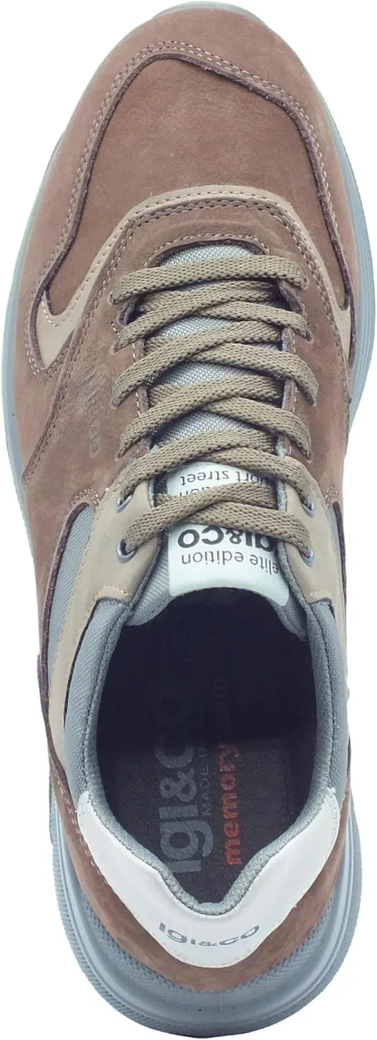 Кроссовки IGI&CO 6639822 из нубука, кофейно-коричневого цвета, мужские, из нубука и ткани — фото 3
