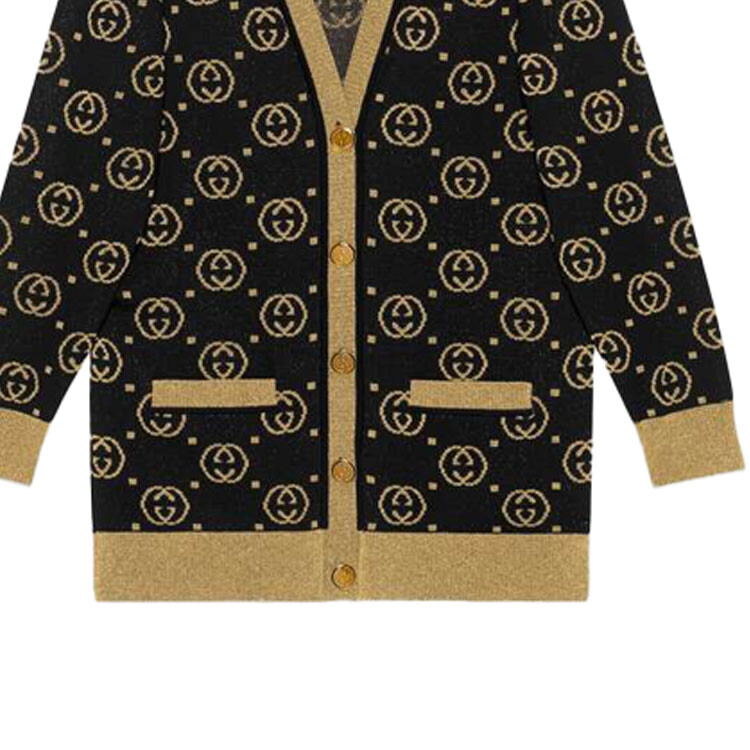 Свитер женский Gucci Классический, с металлическими нитями, черный — фото 4