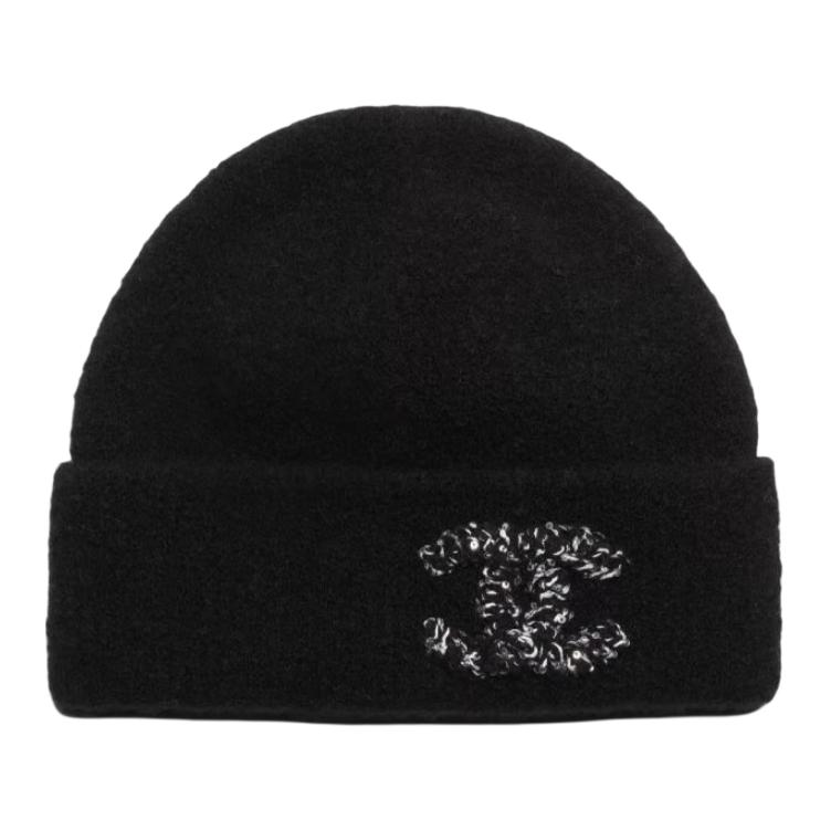 

CHANEL Вязаная шапка женская черная, Black
