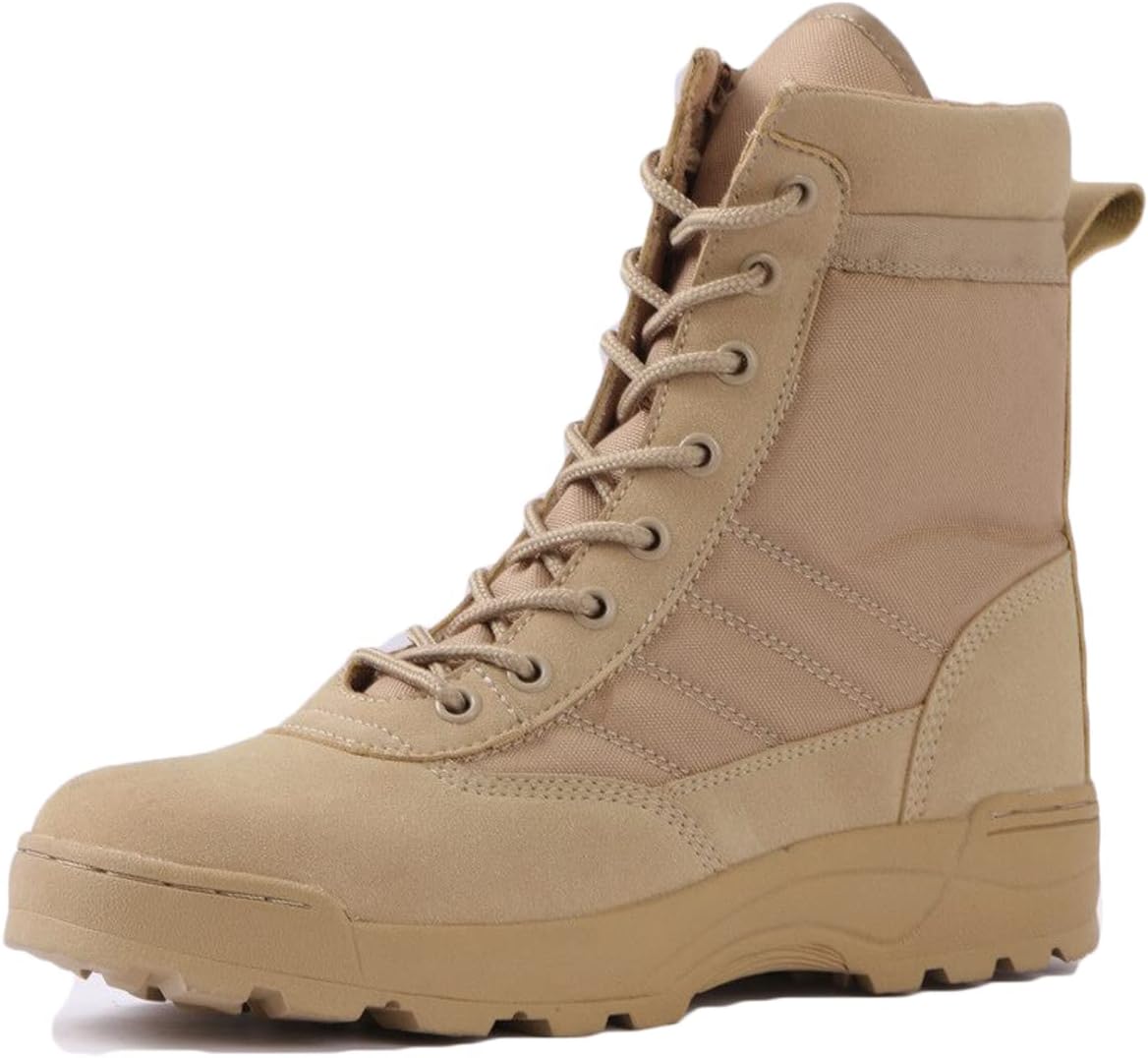 

Мужские тактические ботинки HARGLESMAN с боковой молнией, кожаные мотоботинки, боевые ботинки, Sand